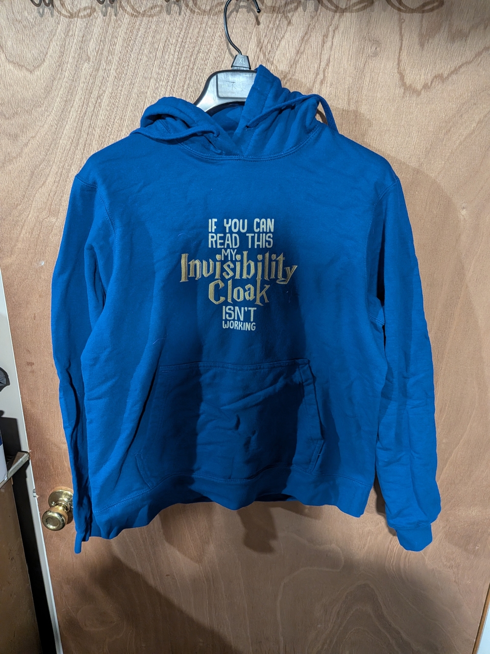 Blue Kids Hoodie with 'Invisibility Cloak' Graphic